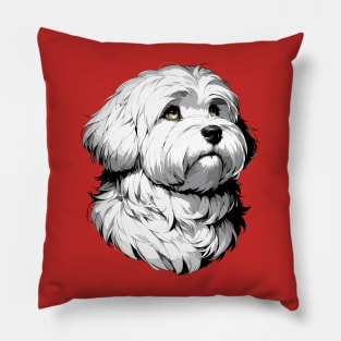 Stunning and Cool Coton de Tulear Monochrome and Gold Portrait for Father's Day Pillow