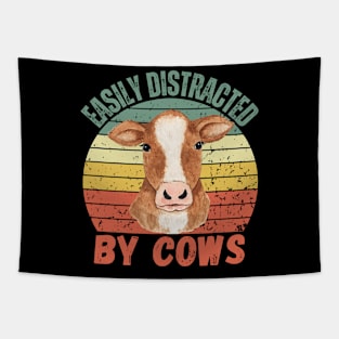 easily distracted by cows funny cow for cow lovers Tapestry