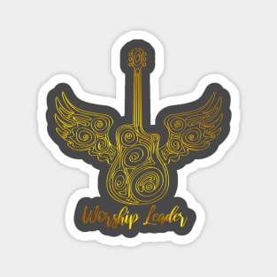 Worship leader - Golden Guitar with Wings Magnet