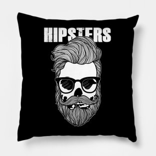 Funny Hipster Skulls 80's Retro Punk Hipster Skull Pillow