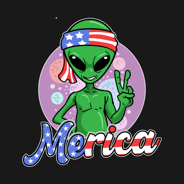 Alien Merica USA 4th Of July Fourth Patriotic by ModernMode