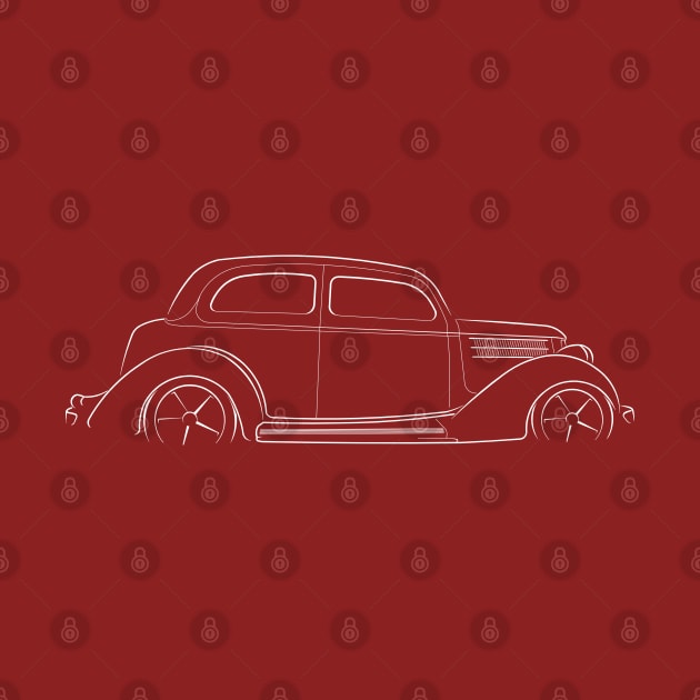 1936 Ford Sedan - profile stencil, white by mal_photography