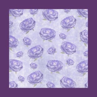 Watercolour purple peonies flowery pattern T-Shirt