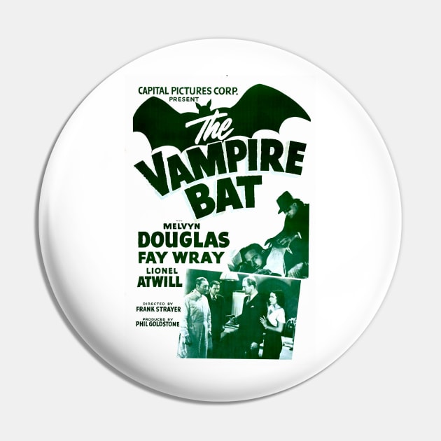 The Vampire Bat (1933) Black and White Poster Pin by FilmCave