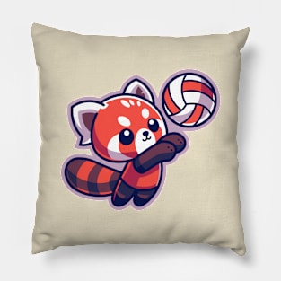 Cute Red Panda Volleyball Player Pillow