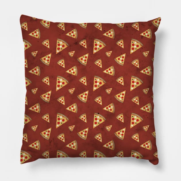 Cool pizza slices vintage red pattern Pillow by PLdesign