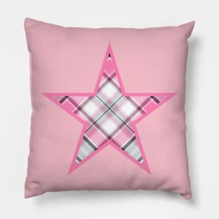 Star with pink plaid Pillow