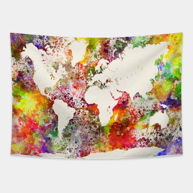 World Map watercolor 03 Tapestry by PaulrommerArt