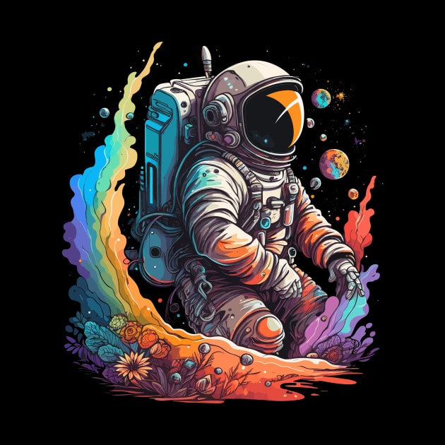 Astronaut in Space Colorful Vibrant Psychedelic by K3rst