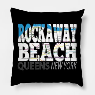 Fun Cool Rockaway Beach Queens New York with Subway Map Pillow