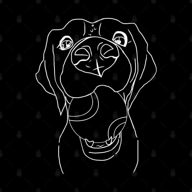 Dog with a tennis ball in its mouth. Cute white line art by KateQR