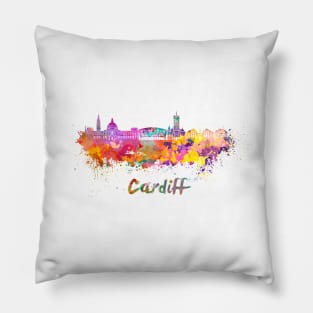 Cardiff skyline in watercolor Pillow