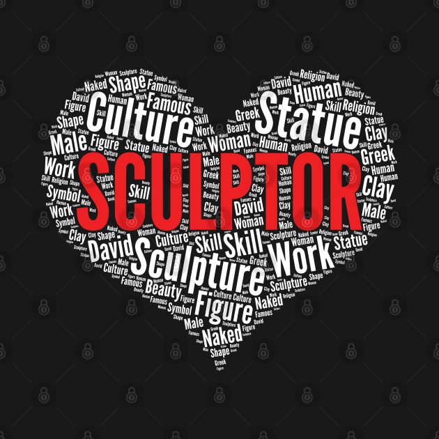 Sculptor Artist Heart Shape Word Cloud Design design by theodoros20