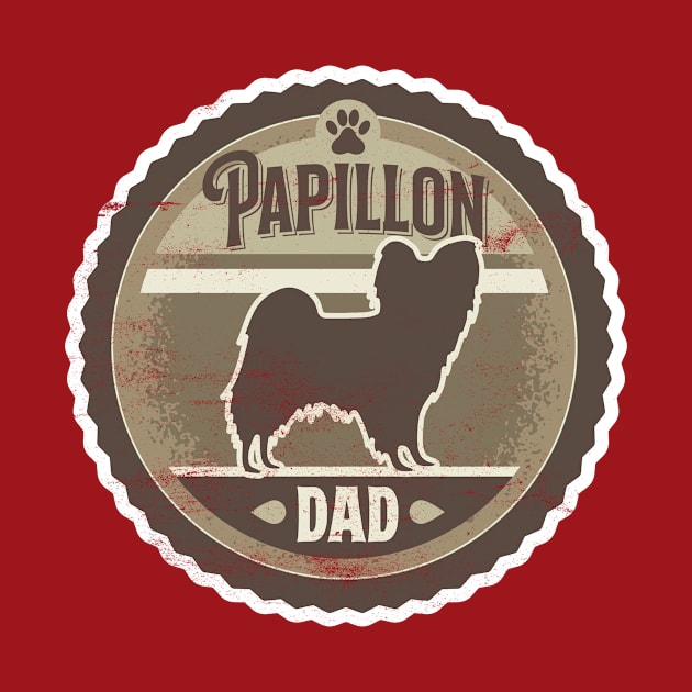 Papillon Dad - Distressed Butterfly Dog Silhouette Design by DoggyStyles