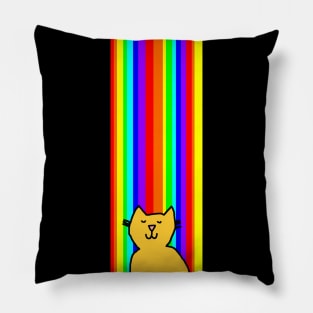 Chill Cat at the end of the Rainbow Pillow