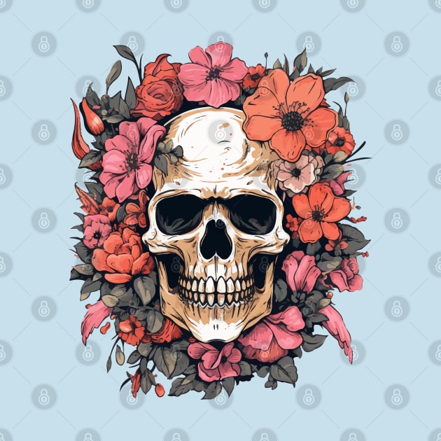 Skull and Flowers by VelvetRoom