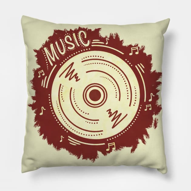 Gramophone retro disc Pillow by Xatutik-Art