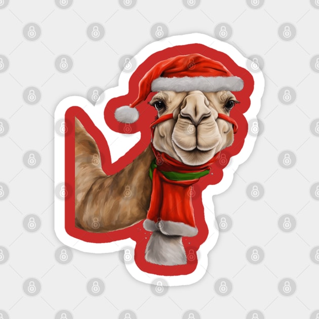 Adorable Cute Camel Wearing Santa Hat Christmas v2 Magnet by taiche