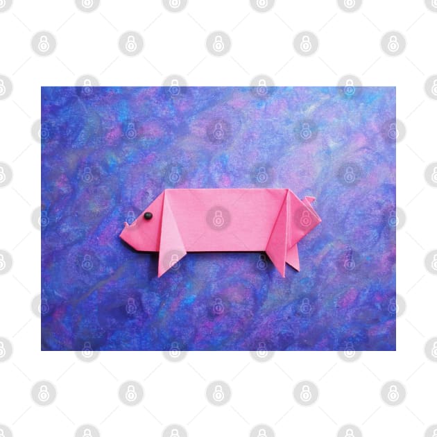 Pink origami pig by theorigamiuniverse