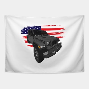 Jeep Wrangler with American Flag - Grey Tapestry