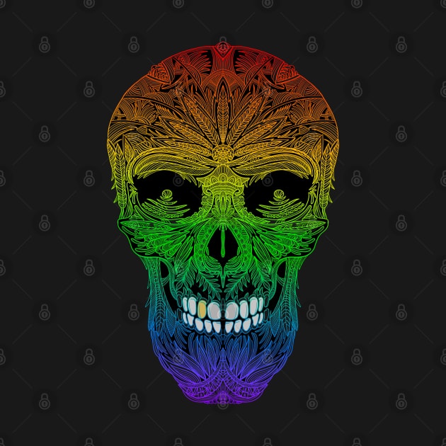 Sugar Skull Day of the Dead Art version #3 Rainbow by DaveDanchuk