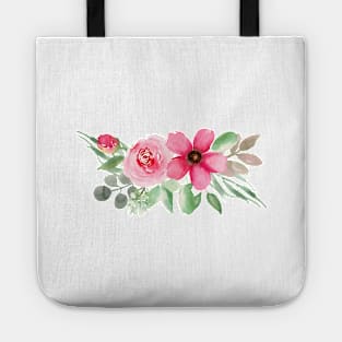 Red and Pink Florals  | Watercolor | Pattern | White Tote