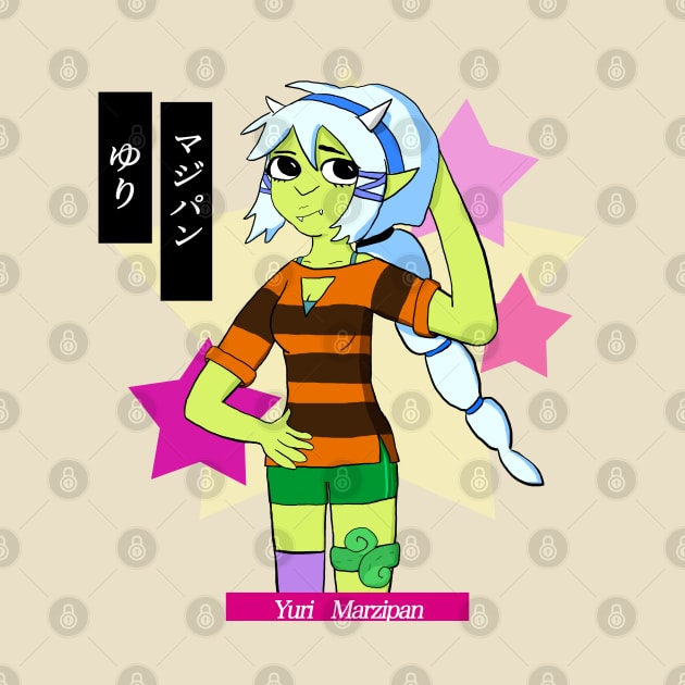 Yuri Marzipan the Oni - Cute Preppy (lime and pale blue) by VixenwithStripes