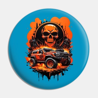 Cybertruck cyberpunk skulls apocalyptic futuristic scifi retro poster Pin