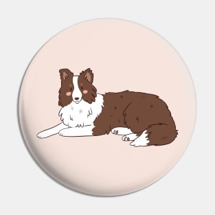 Cute cartoon brown border collie dog Pin