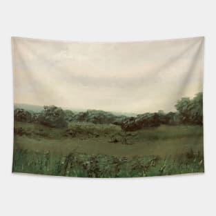 Muted Tone Green Landscape Oil Painting Tapestry