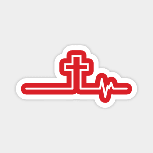 Cross Heartbeat 2 White - Finding Jesus Magnet