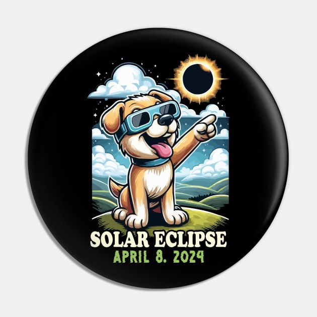 Solar Eclipse April 2024 Dog Wearing Solar Eclipse Glasses Pin by JUST PINK