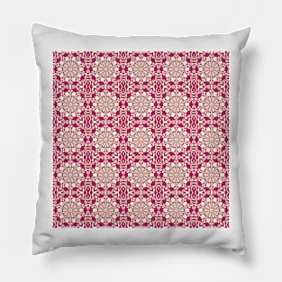 Vintage Red Geometric Floral Pattern Pillow