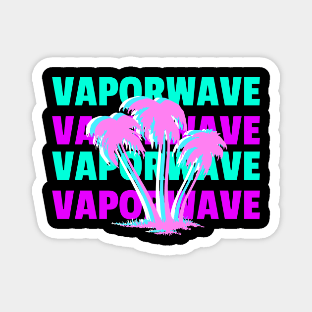 Vaporwave 90's Retro Palm Tree Gift Aesthetic Glitch Art Magnet by VaporwaveAestheticDreams