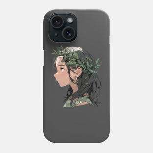 Cartoon Style Portrait - Young Woman with leafy hair Phone Case