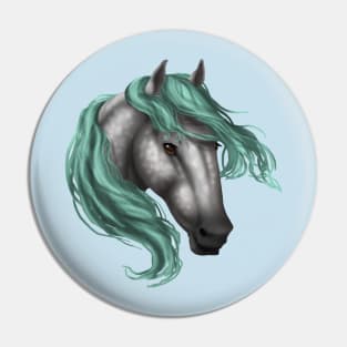 Horse Head - Dapple Aqua Mane Pin