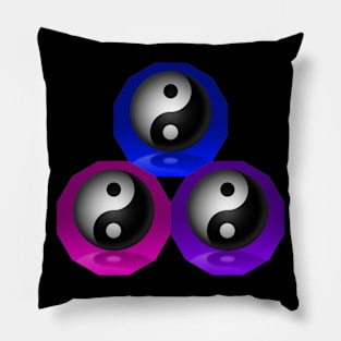 Yin Yang Triangle - Blue, Purple and Pink Pillow