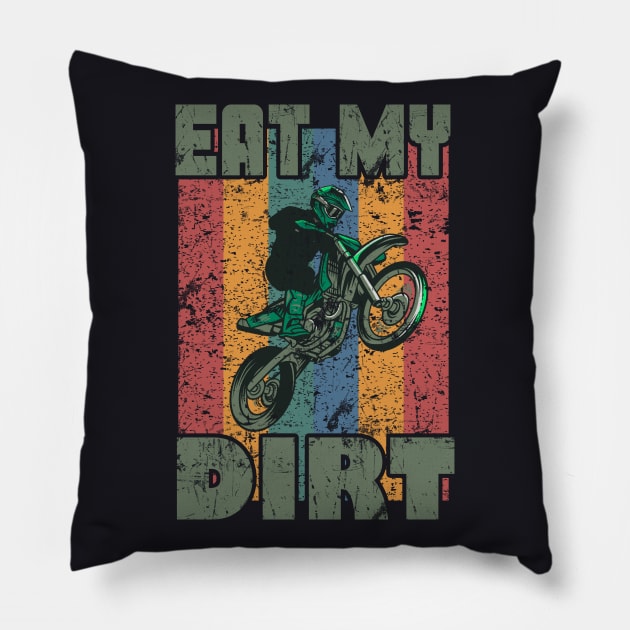 Motocross Motocrosser retro Dirt Bike Slogan Pillow by Foxxy Merch