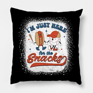 I'm Just Here For The Snacks Baseball 4th Of July Hot Dog Pillow