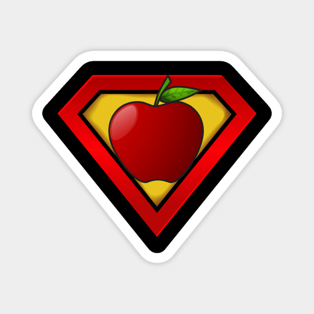 Super Teacher Shirt Superhero Apple Ripped Magnet by Walkowiakvandersteen