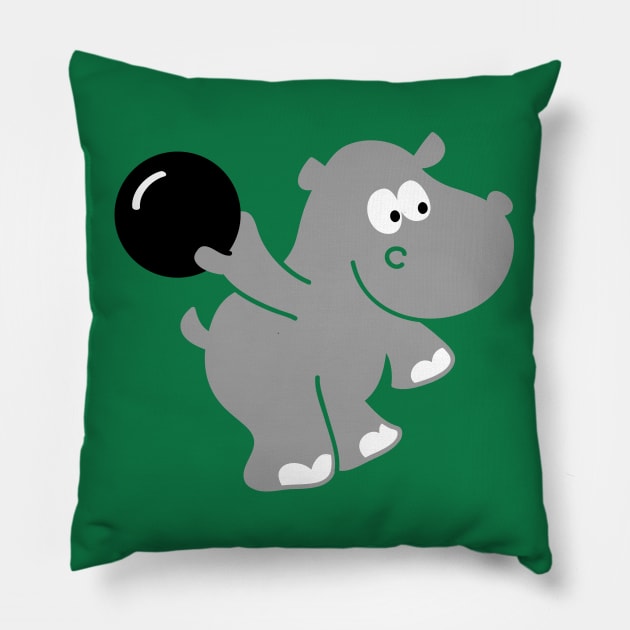 Bowling Hippo Pillow by katelein