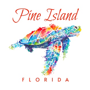 Pine Island Florida Watercolor Sea Turtle T-Shirt