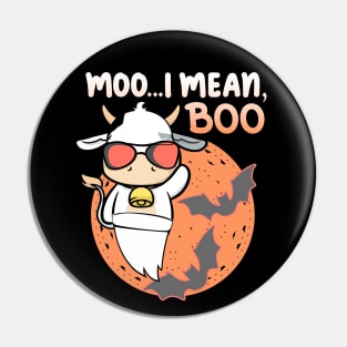 Ghost Cow Halloween Moo , I mean Boo, Funny Cow Lover Pin