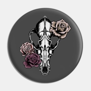 Coyote Skull and Roses Pin