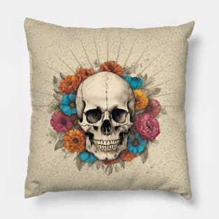 skull with flowers Pillow