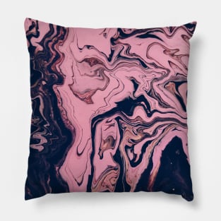 Pink and dark color abstract painting Pillow