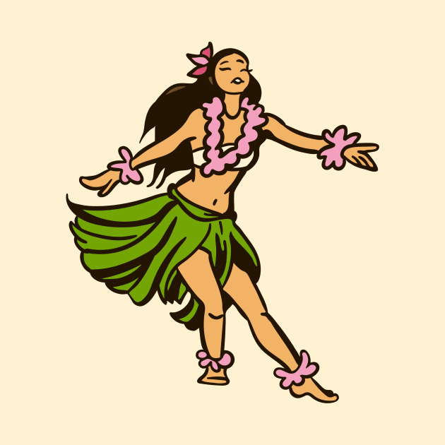 Vintage Hawaiian Hula Dancer Cartoon // Retro Hula Girl by Now Boarding