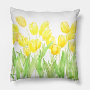 yellow tulips field Pillow