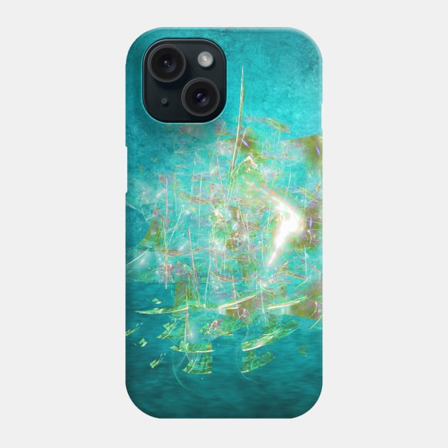 Fractal ghost ship on the azure ocean Phone Case by hereswendy