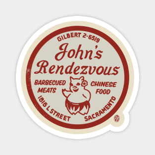 Vintage John's Rendezvous Bar-B-Q Sacramento CA Magnet